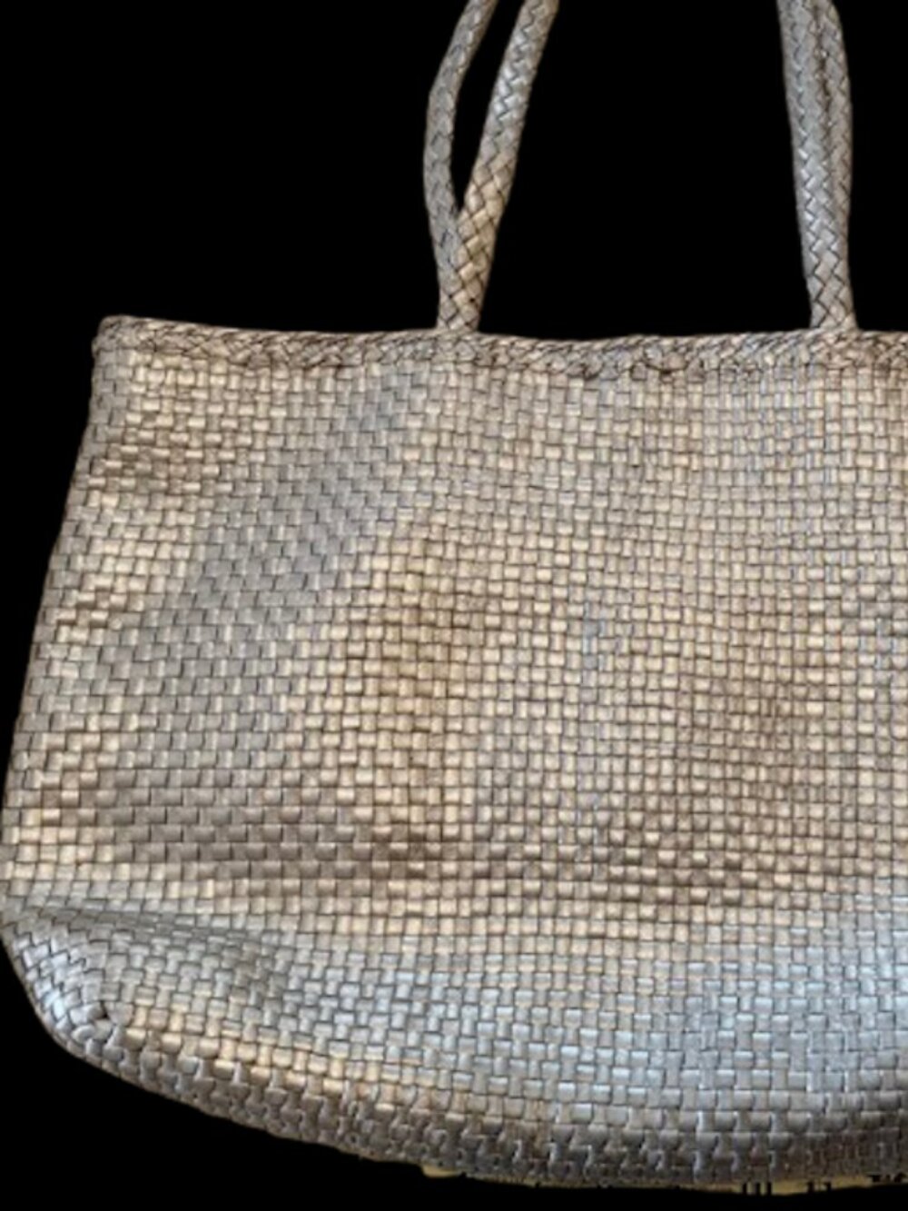 HELEN KAMINSKI AUSTRALIA SILVER WOVEN LEATHER SHOULDER BAG